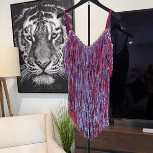 Amazing Lace Shake It My Way sequin fringe dress